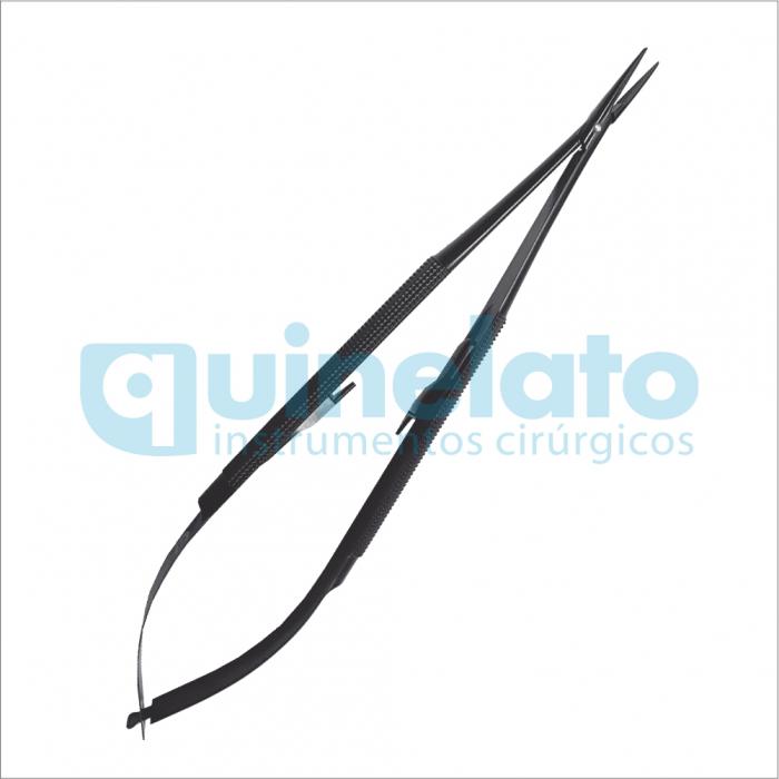 Porta Agulha Castroviejo para Microcirurgia Curvo com wídia 18cm